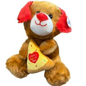 Hug & Luv Plush Dog "Pizza My Heart" Stuffed Animal Red/Brown Polyester